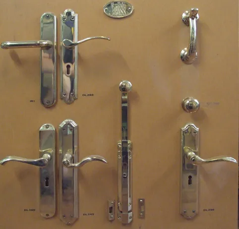 Chrome and brass door hardware product
