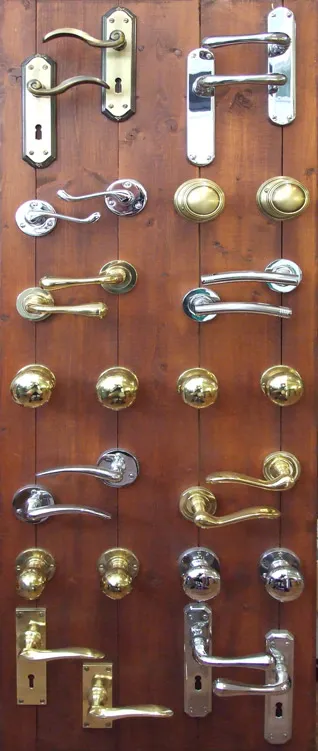 Chrome and brass door hardware product