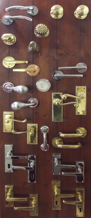 Chrome and brass door hardware product
